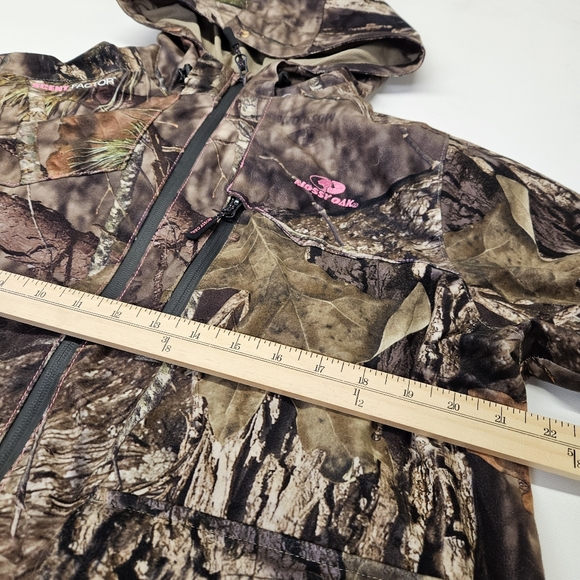 Womens Cabelas Large Mossy Oak Camo Hooded Full Zip Pink Accents Scent Factor - Picture 8 of 11